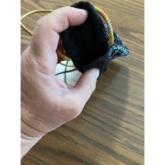 Small embroidered crossbody Velcro pouch with faux jewels - Picture 3 of 8